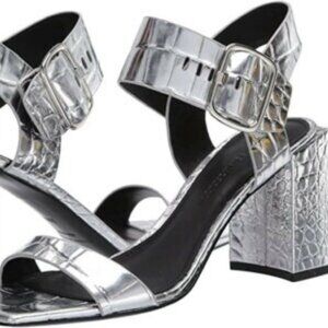 SIGERSON Morrison Carmel Croc Silver Sandal, Size 37